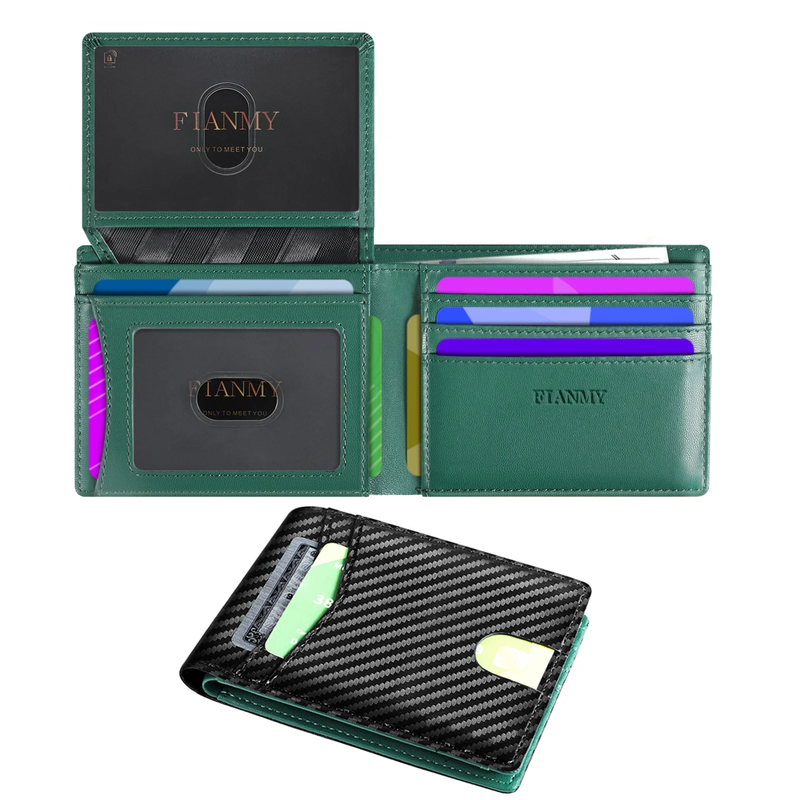 Men's Slim Leather RFID Blocking Bifold Wallet 2 ID Windows Holds 15 Cards11