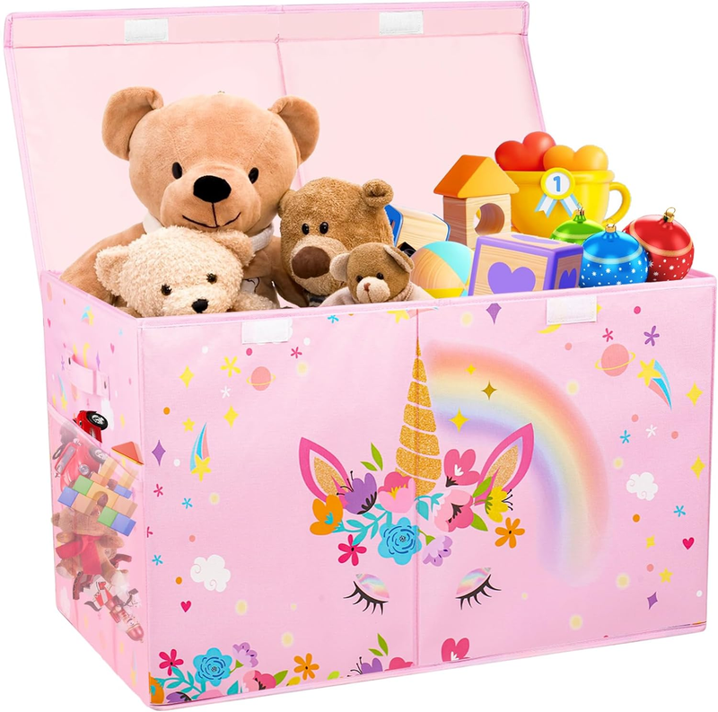 Large Toy Box Collapsible Kids Storage Organizer Bin Chest Pink8