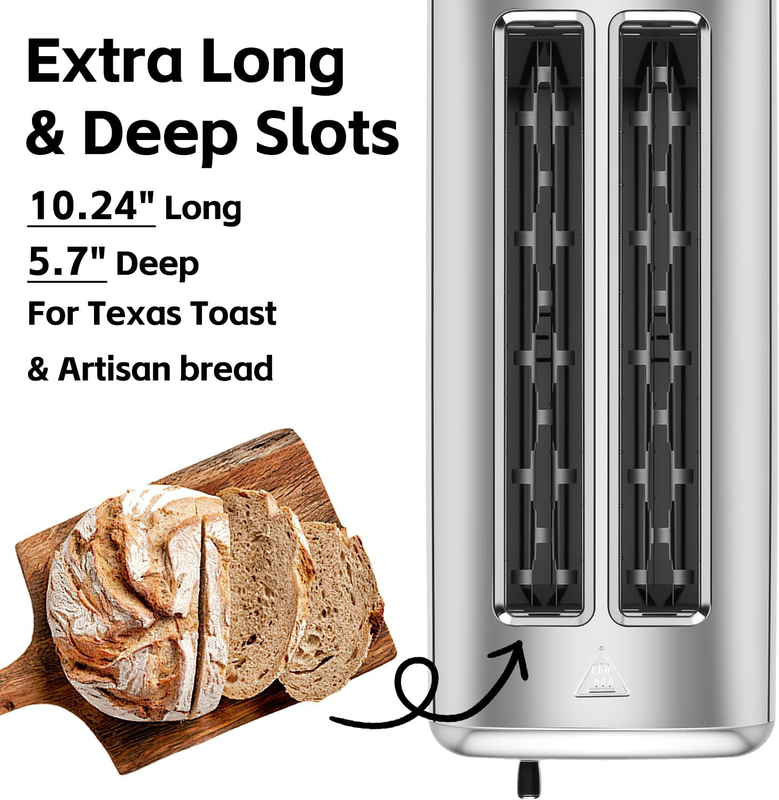 4 Slice Toaster Extra Long Slots Stainless Steel 9 Shade Settings1
