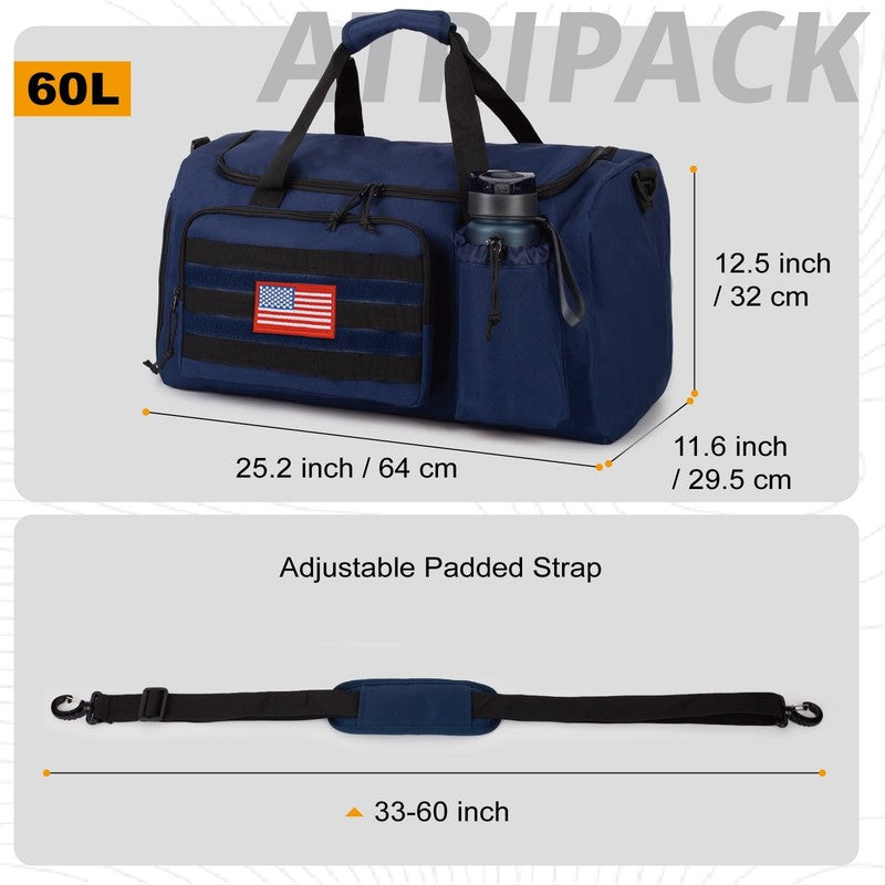 2 In 1 Gym Duffle Bag 60L Convertible Travel Bag Shoes Compartment Luggage3