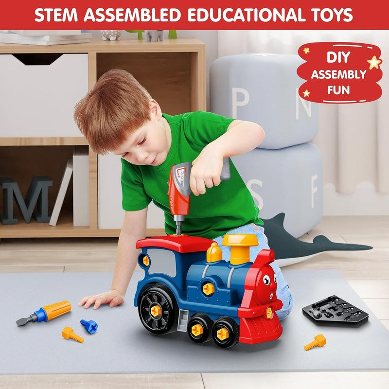 Toddler Take Apart Toy Set with Electric Drill, DIY Electric Train Assembly, STE5