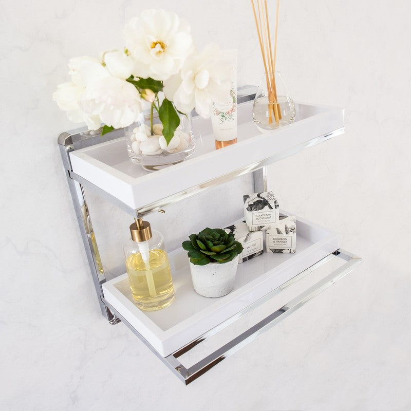 Danya B. 2-Tier Wall Shelving Unit with Towel Rack - Stylish & Functional3