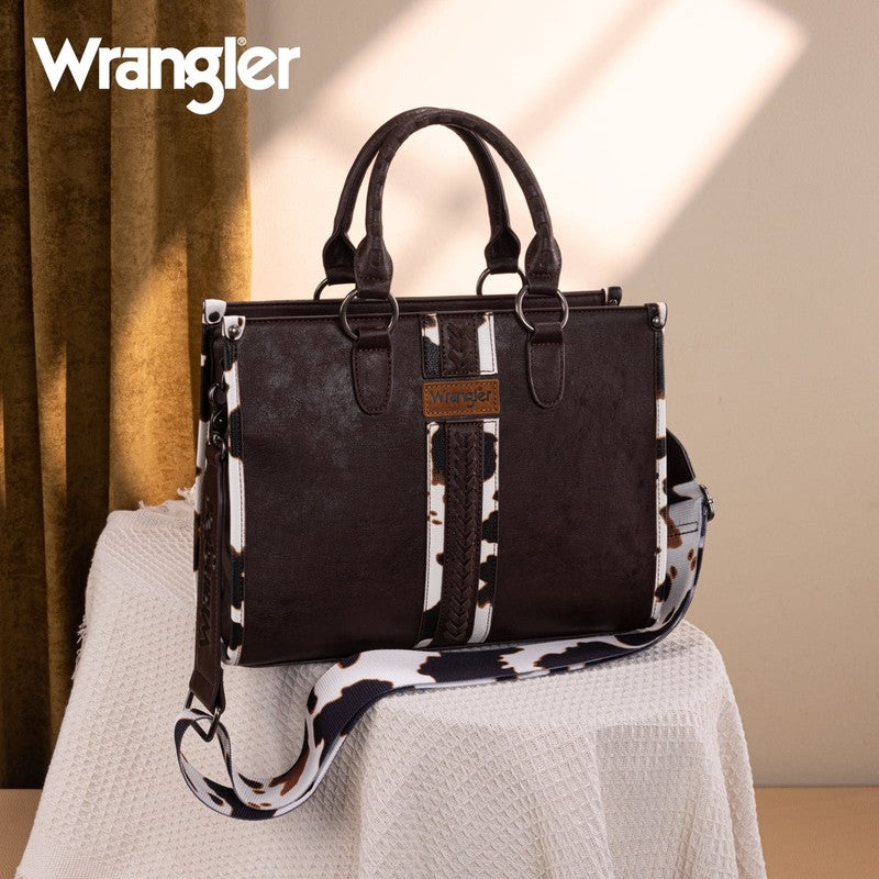 Wrangler Cow Print Tote Bag Women Western Boho Satchel Top Handle Handbag5