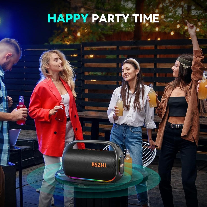 80W Bluetooth Speaker, IPX6 Waterproof, TWS, Lights, USB/TF/AUX, Portable7