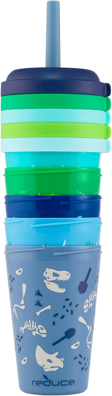 Gogo’s Kids 5PK Portable Tumblers 12oz Stackable Cups w/ Lids Spill Proof Straws3
