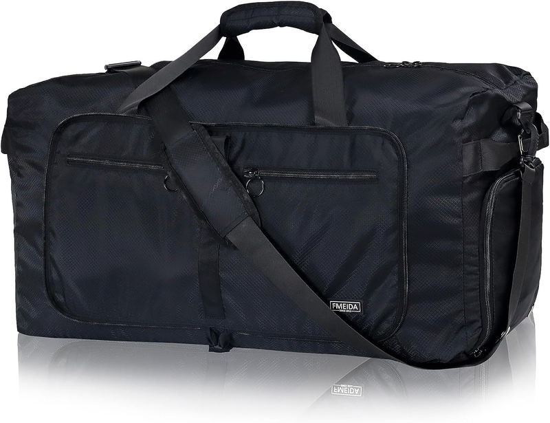 65L Travel Duffel Bag Foldable w/ Shoe Compartment Water Resistant Gray11