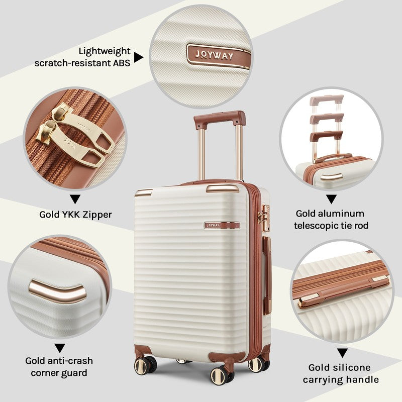 3Pc Carry On Luggage Set TSA Lock Spinner Wheels Leather Travel Bag1