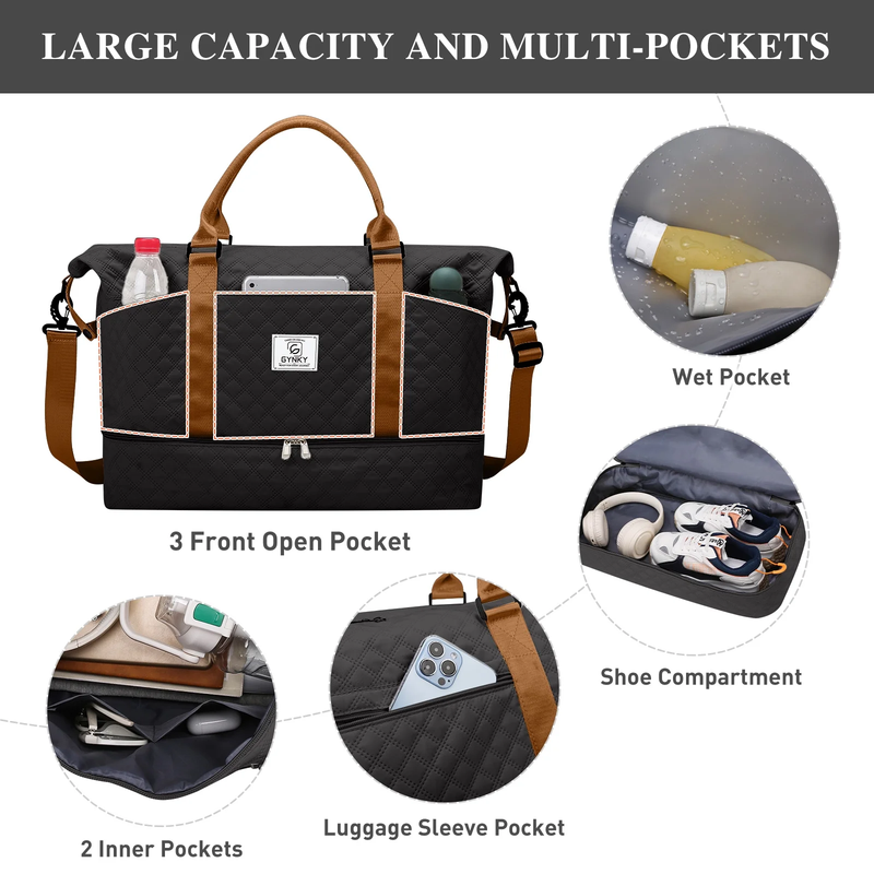 Travel Duffle Bag Weekender Bags for Women with Shoe Compartment Carry on Overni2
