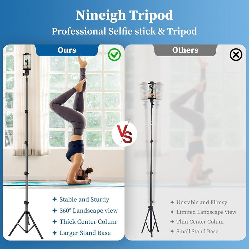 70'' Phone Tripod Selfie Stick w Remote, Aluminum Stand Phone Samsung GoPro6