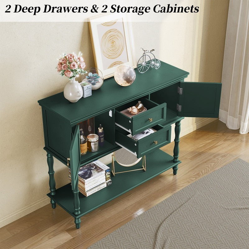 42” Farmhouse Modern Console Table Entryway w/ Storage Shelf Green1