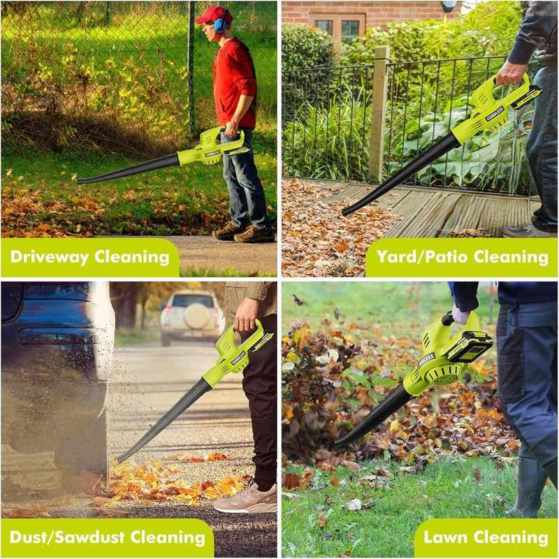 Leaf Blower Cordless   21V Powerful Electric Leaf Blower with 2 Batteries and Ch5