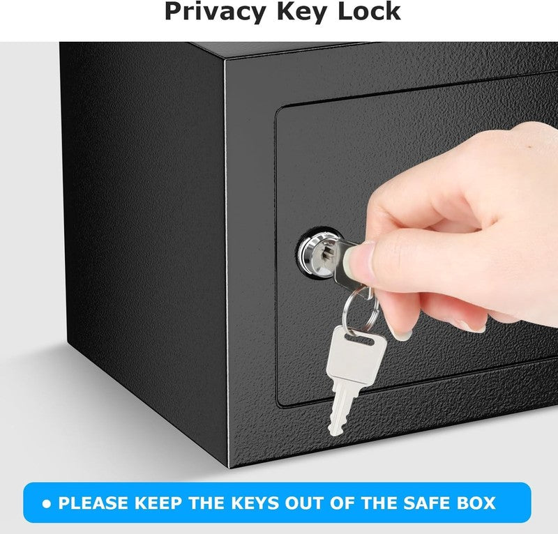 Compact Steel Safe Box with Key Lock - Secure Storage for Cash & Jewelry3