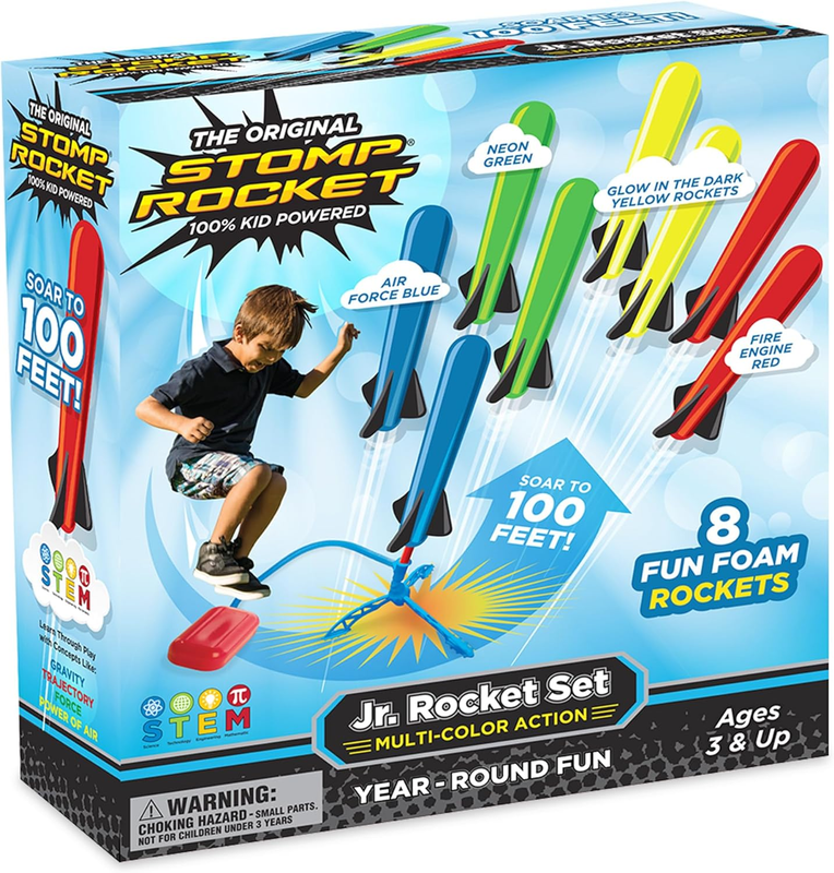 Jr Multi Color Rocket Launcher for Kids, 8 Rockets   Fun Outdoor Kids Gifts for 9