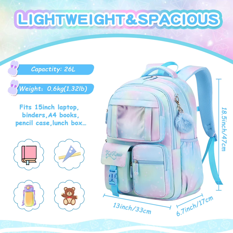 Kids Kawaii Ita School Backpack Lightweight Student Bag Blue2