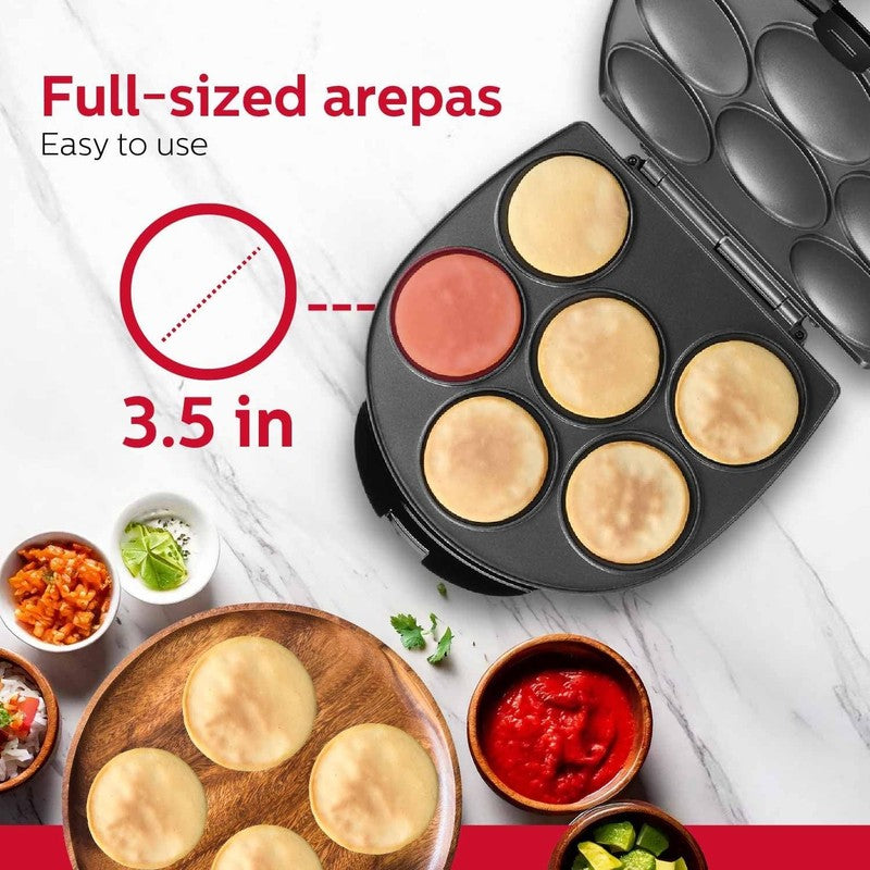 6-Section Nonstick Multi-Food Maker Arepas Pancakes Corncakes 12" Black2