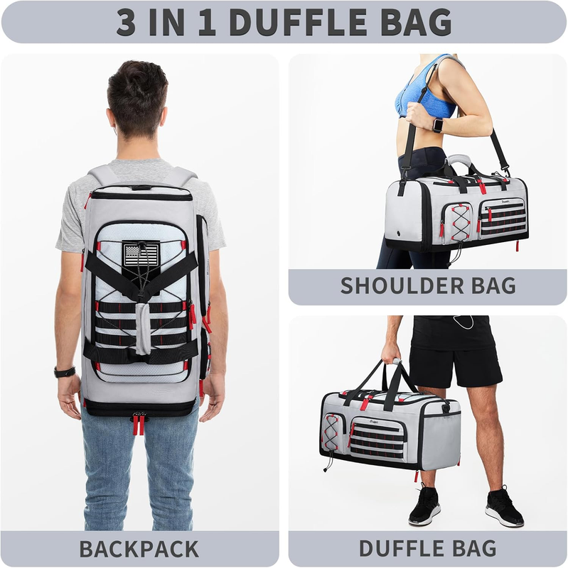 Travel Duffle Bag 45L Gym Weekender Overnight Backpack Shoe4