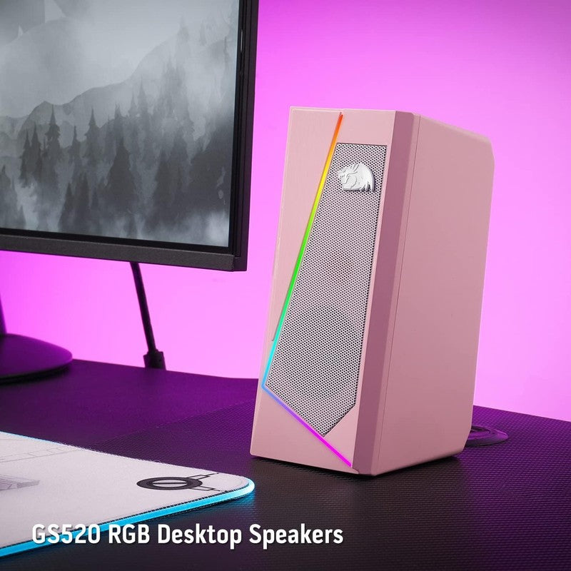 GS520 RGB Desktop Speakers Pink 2.0 USB PC Stereo LED 6 Modes 3.5mm7
