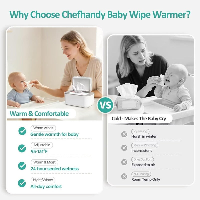 Baby Wipe Warmer 3 Level Temp Control Silent Heating Large White2