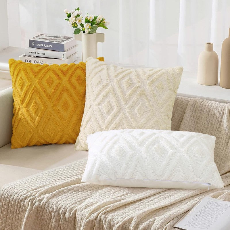 Set of 2 Decorative Throw Pillow Covers 18x18 Soft Beige for Couch3