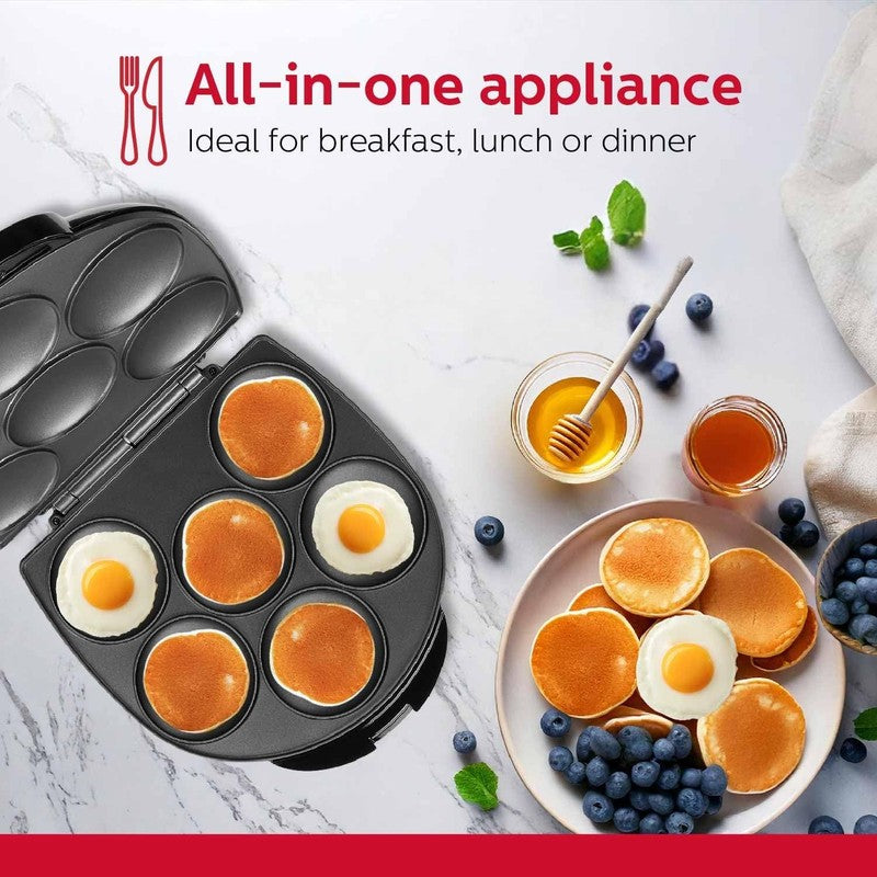 6-Section Nonstick Multi-Food Maker Arepas Pancakes Corncakes 12" Black1