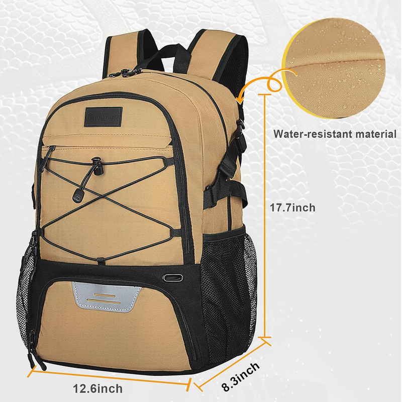Soccer Basketball Backpack w/ Ball & Shoe Compartment Sports Travel Bag1