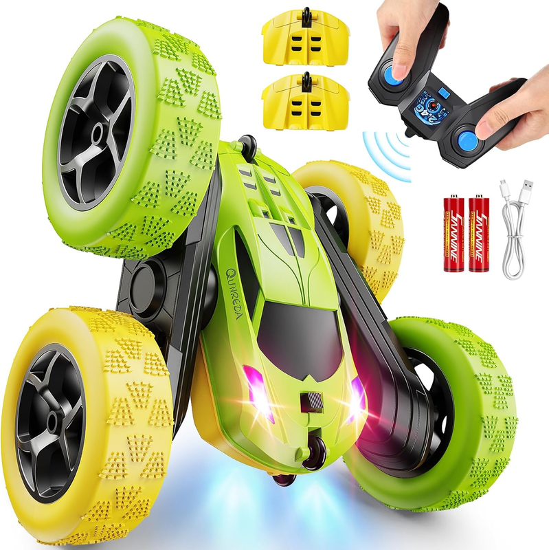 Kids RC Car 4WD Off Road Stunt 360° Flip Remote Control Yellow Green Gift11
