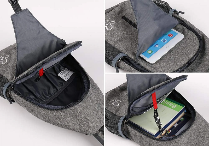 Unisex Hiking Travel Nylon Sling Bag Cross Body Shoulder Chest Bag,Light Gray6