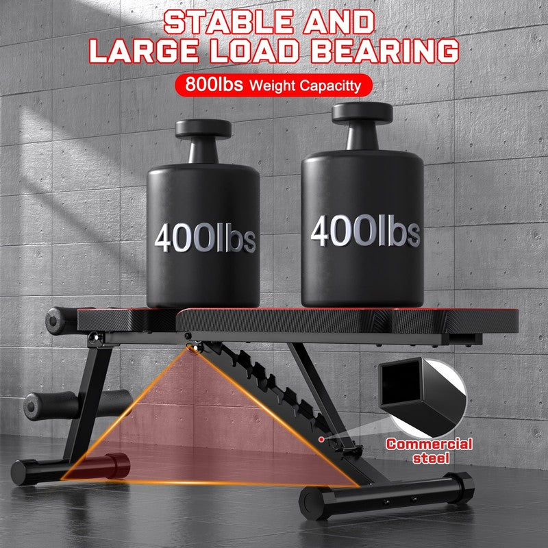 Adjustable 9 Position Foldable Weight Bench for Home Gym, Supports 800lbs1