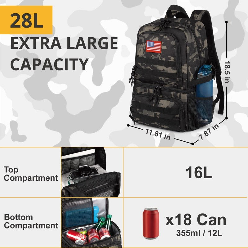 Double Deck Cooler Backpack – Insulated Leakproof Lunch Bag with 2 Compartments 2