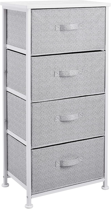 4 Drawer Fabric Storage Organizer Unit Closet Bedroom White4