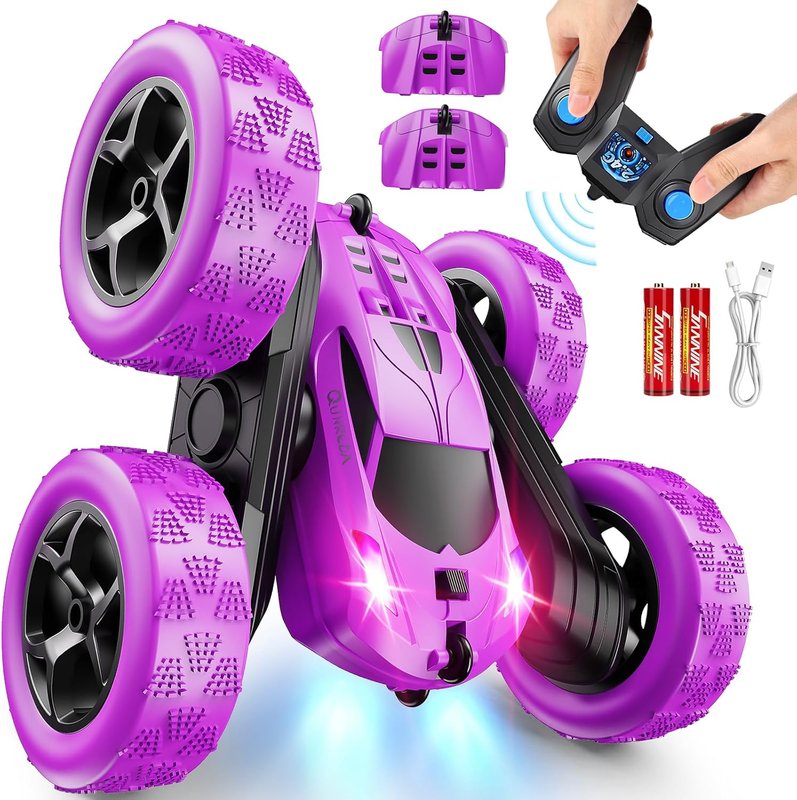 Purple RC Stunt Car for Girls 360° Double Sided Remote Control LED Car7