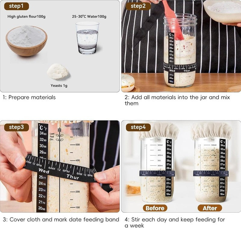 Sourdough Starter Kit   9" Round & 10" Oval Banneton Baskets with Jar & Tools5
