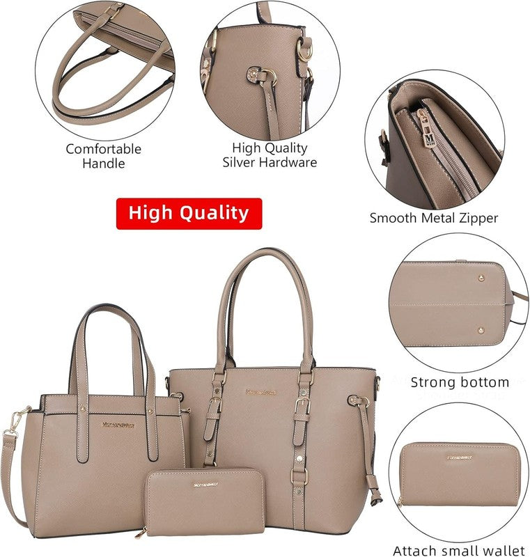 3PCS Purses for Women Tote Bag and Wallet Set Shoulder Satchel Handbags2