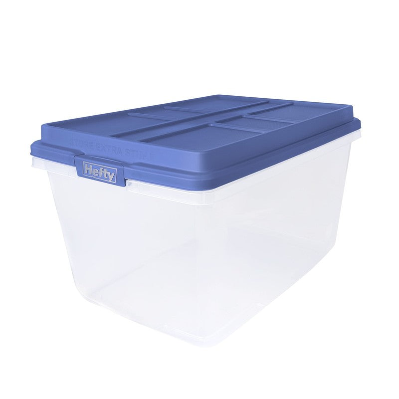 72 Qt. Clear Plastic Storage Bin with Blue HI-RISE Lid, 6 Pack4