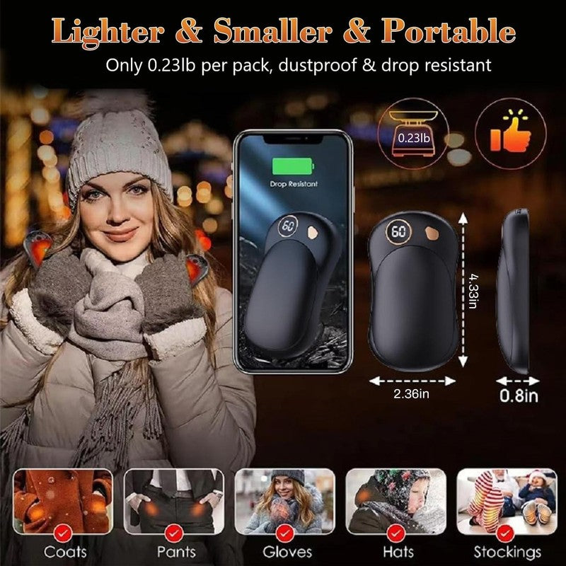 Behome 2Pack Magnetic Hand Warmers Rechargeable, Electric Hand Warmers with 3 Te4