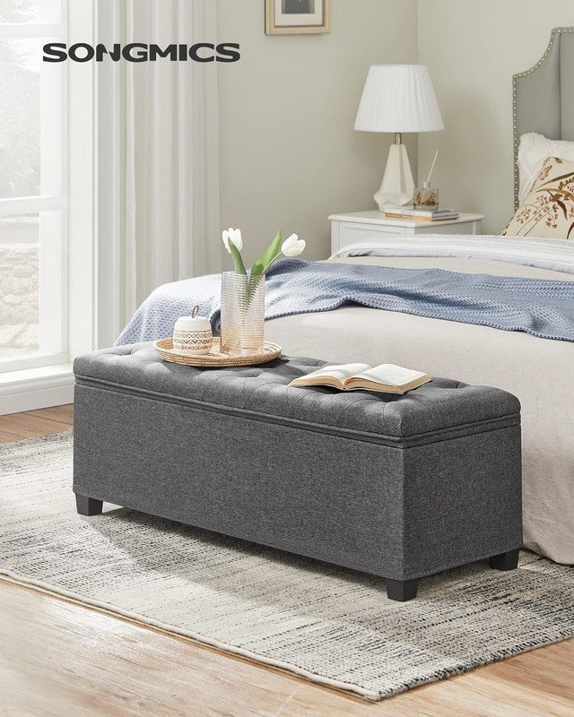 Storage Ottoman Bench Foot Rest Chest 43.3'' Bedroom Living Room Dark Gray1