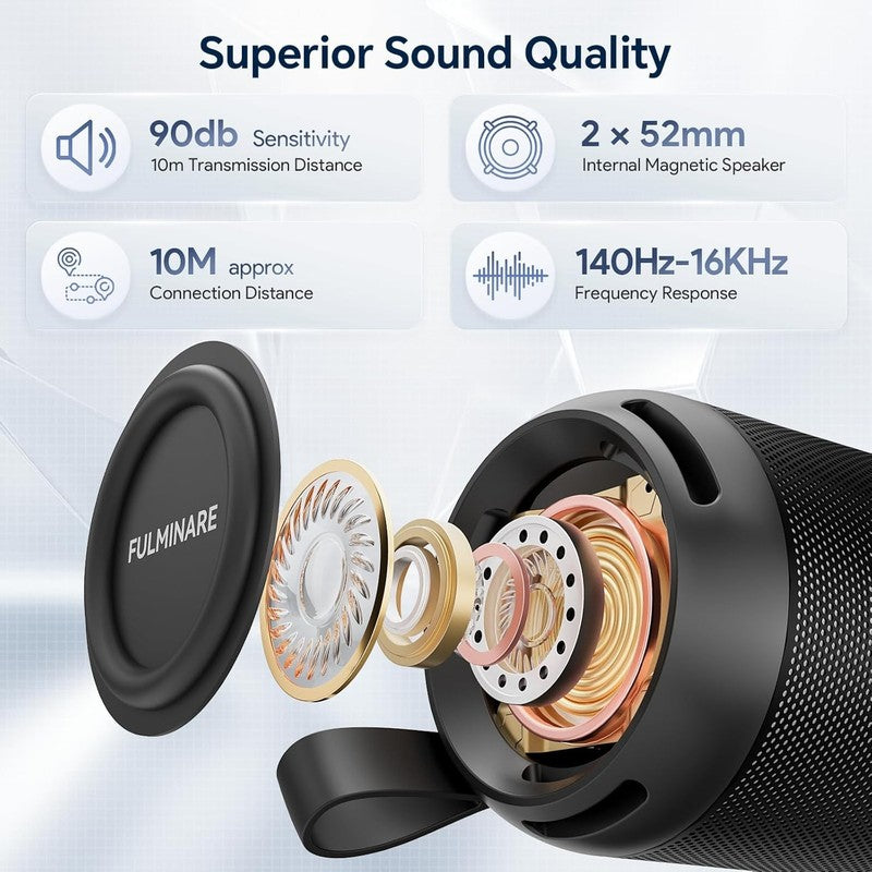 26W Bluetooth Speaker, IPX5 Waterproof, 16H Playtime, LED Lights, Black1