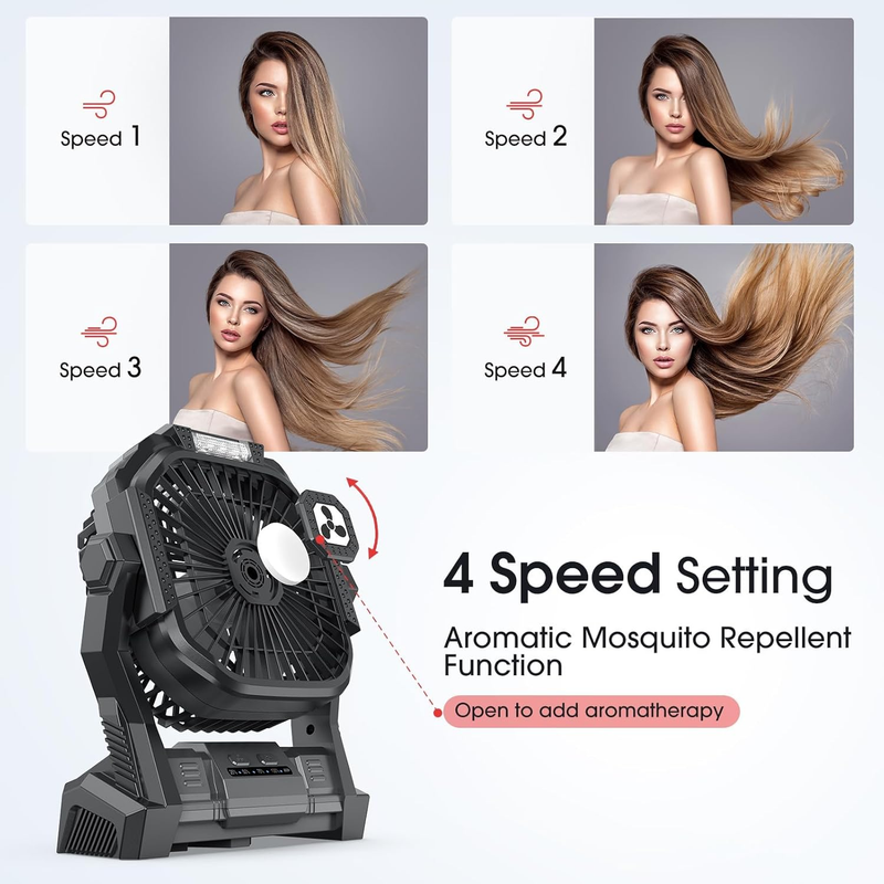 Portable Rechargeable Fan 20000mAh Cordless Battery LED Lantern USB-C3