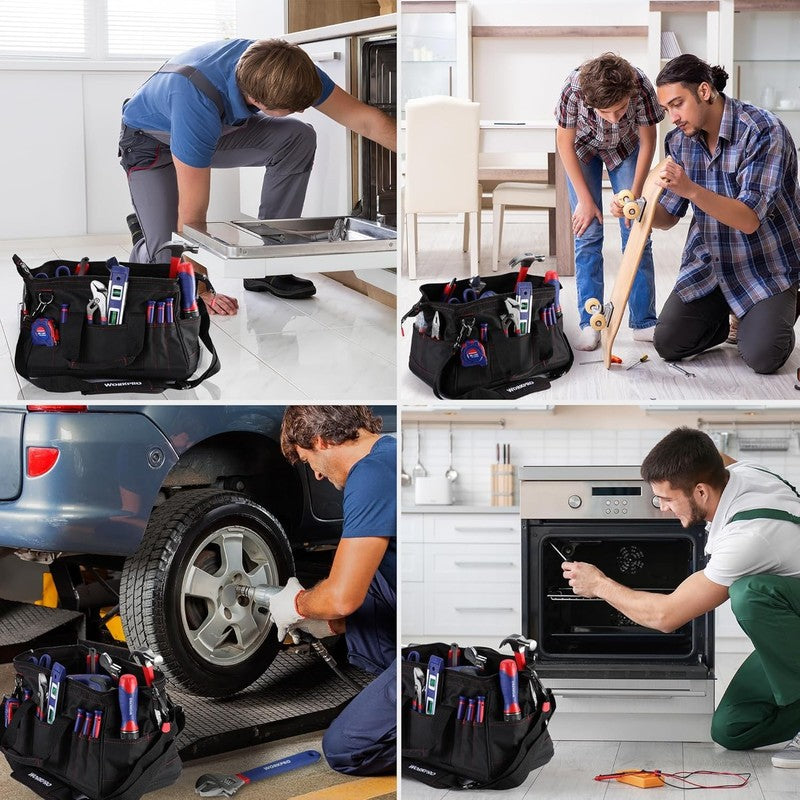 16" Close Top Wide Mouth Tool Bag Waterproof Rubber Base 8