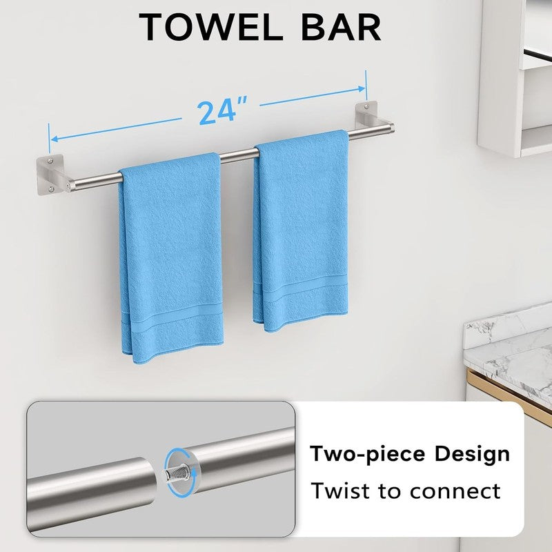Brushed Nickel Bathroom Accessories Set, 10 Pieces Bathroom Hardware Set, 24 Inc1