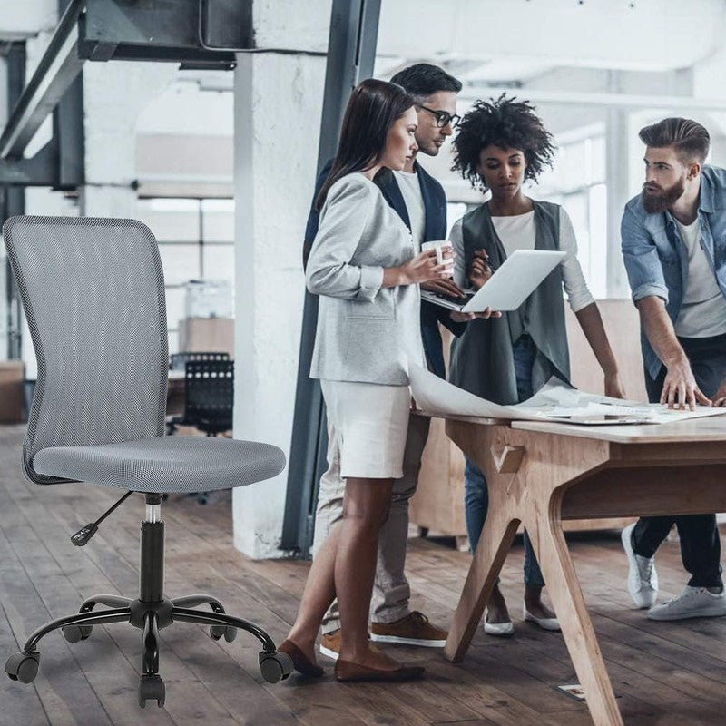 Ergonomic Mid Back Mesh Office Chair with Back Support - Grey Swivel Chair6