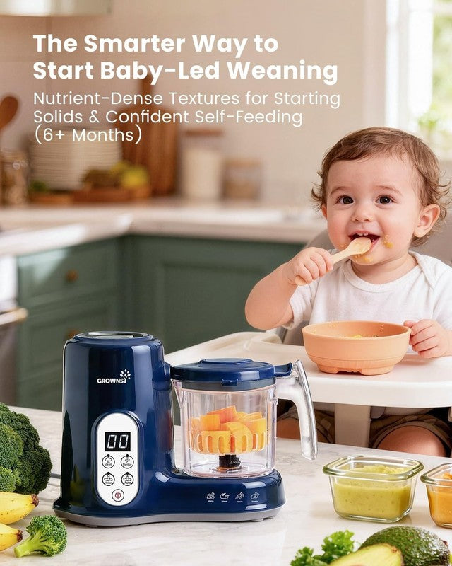 Baby Food Maker Steamer Blender Grinder One-Step Auto Cooking Dark Blue3