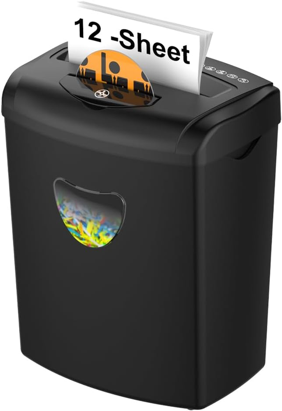 12 Sheet Cross Cut Paper Shredder P 4 5.55Gal Jam Proof Cards/CDs/Staples10