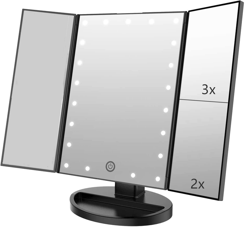 Tri Fold Lighted Vanity Mirror with 3X/2X Magnification & Touch Screen8