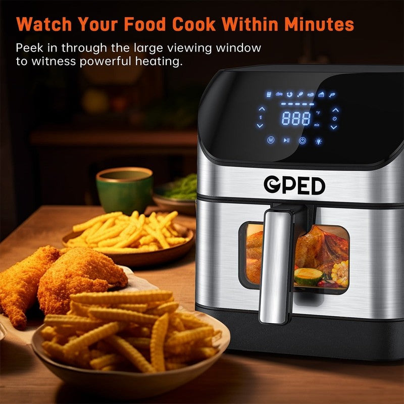 7.5QT Air Fryer Oven Clear Window 8 in 1 Touch Screen Oil Less Cooker Silver3