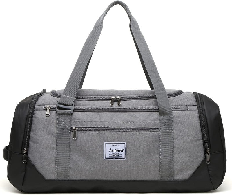 40L Travel Duffle Gym Bag Gray Shoes Compartment Wet Pocket Weekender7