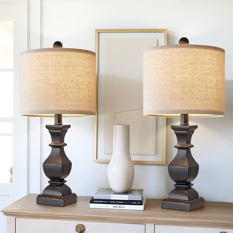 Set of 2 Retro Table Lamps 20.5" Vintage Rustic Bedside Lamps for Bedroom4