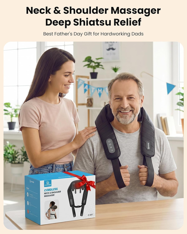 Cordless Neck Massager w/ Heat 4D Shiatsu Deep Tissue FSA HSA Eligible2