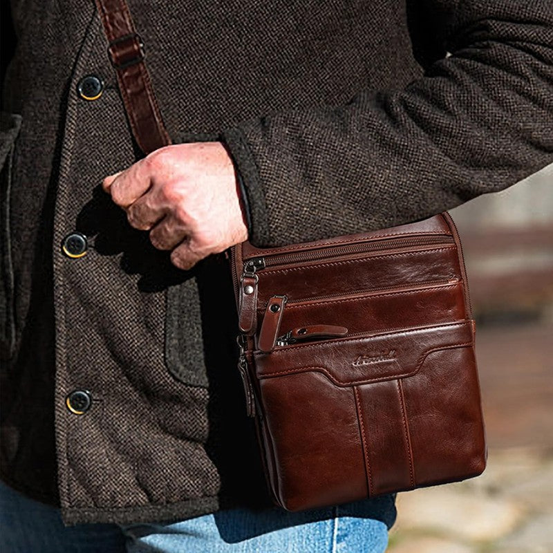 Leather Messenger Bag Men Small Sling Shoulder Crossbody Man Purse Pack2