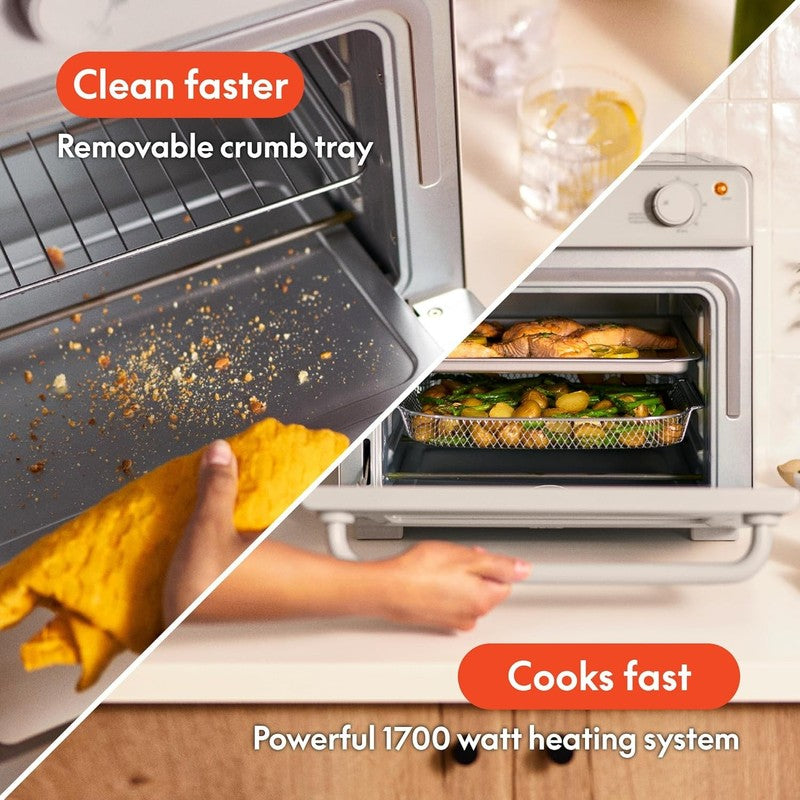 Air Fry Toaster Oven 1700W 7 Presets Dishwasher Safe Trays Oatmilk3